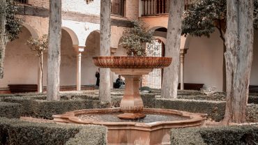 fountain in the graden of alhambra granada spain